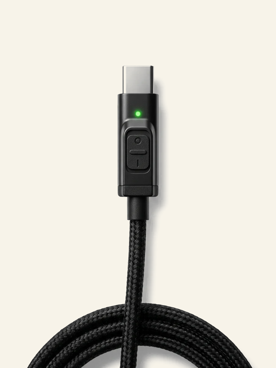 Freedom Cable USB-C cable with physical data blocker switch and LED indicator